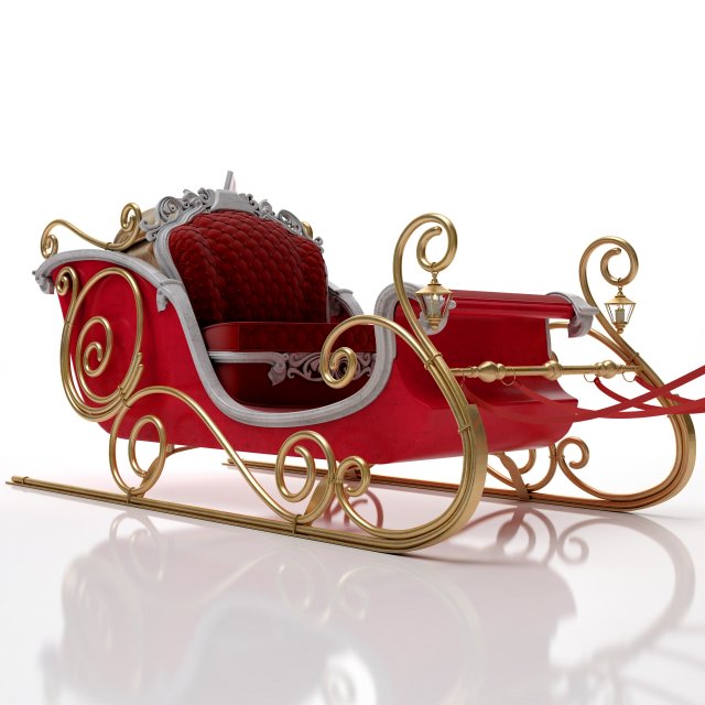 Santa Claus sleigh with reindeer Modèle 3D .c4d .max .obj .3ds .fbx .stl .blend 