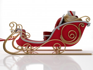 Santa Claus sleigh with reindeer Modèle 3D