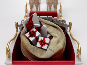 Santa Claus sleigh with reindeer Modèle 3D