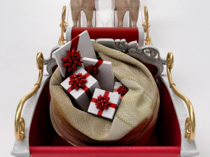 Kerstmanslee met rendieren 3D Model