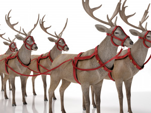 Santa Claus sleigh with reindeer Modèle 3D