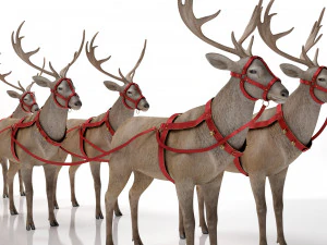 Kerstmanslee met rendieren 3D Model