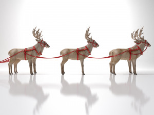 Santa Claus sleigh with reindeer Modèle 3D
