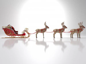 Kerstmanslee met rendieren 3D Model