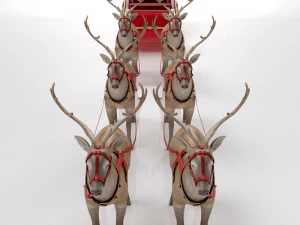 Kerstmanslee met rendieren 3D Model