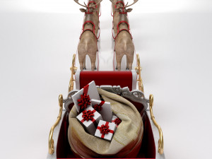 Santa Claus sleigh with reindeer Modèle 3D