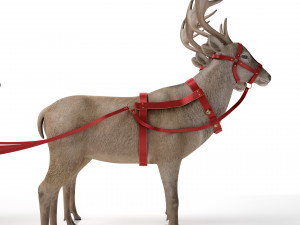 Santa Claus sleigh with reindeer Modèle 3D