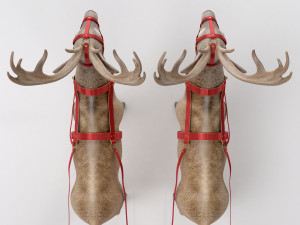 Santa Claus sleigh with reindeer Modèle 3D