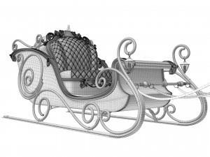 Santa Claus sleigh with reindeer Modèle 3D