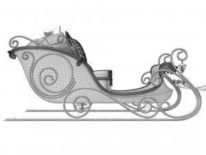Santa Claus sleigh with reindeer Modèle 3D