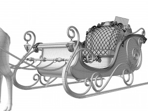 Santa Claus sleigh with reindeer Modèle 3D