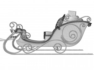 Santa Claus sleigh with reindeer Modèle 3D