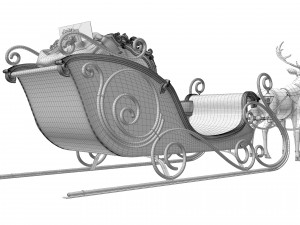 Santa Claus sleigh with reindeer Modèle 3D