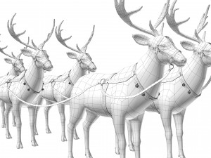 Santa Claus sleigh with reindeer Modèle 3D