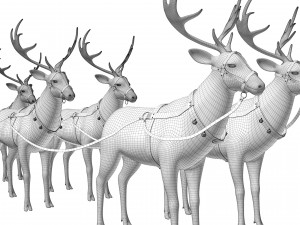 Santa Claus sleigh with reindeer Modèle 3D