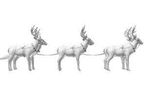 Santa Claus sleigh with reindeer Modèle 3D
