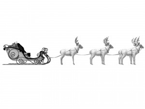 Santa Claus sleigh with reindeer Modèle 3D