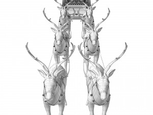 Santa Claus sleigh with reindeer Modèle 3D