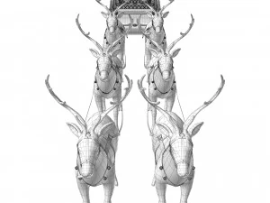 Kerstmanslee met rendieren 3D Model