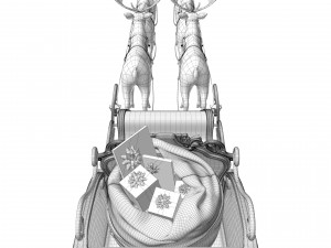 Santa Claus sleigh with reindeer Modèle 3D
