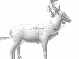 Santa Claus sleigh with reindeer Modèle 3D