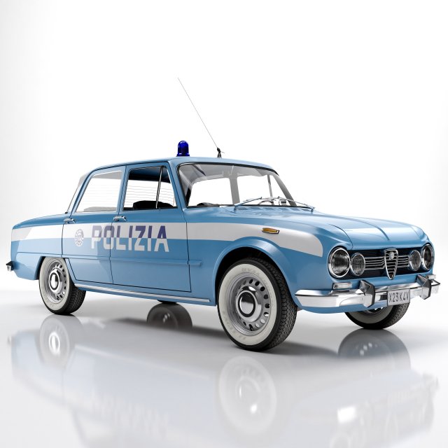 Alfa Romeo Giulia Nuova Super 1600 Polizia 1967 3Dモデル .c4d .max .obj .3ds .fbx .stl .blend 