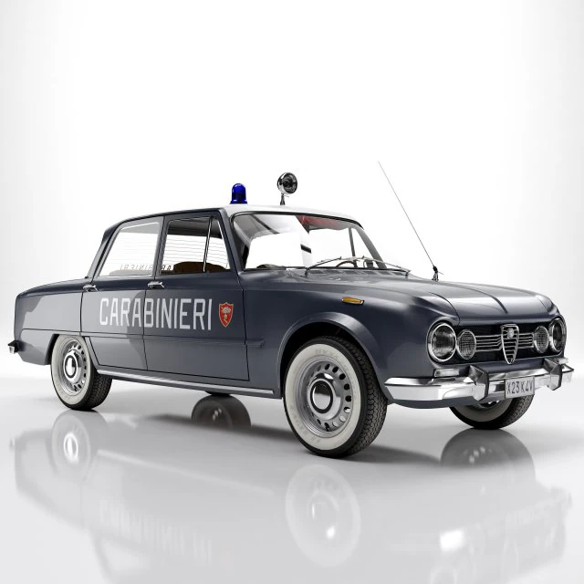 Alfa Romeo Giulia Nuova Super 1600 Carabinieri 1967 3D Model .c4d .max .obj .3ds .fbx .stl .blend 