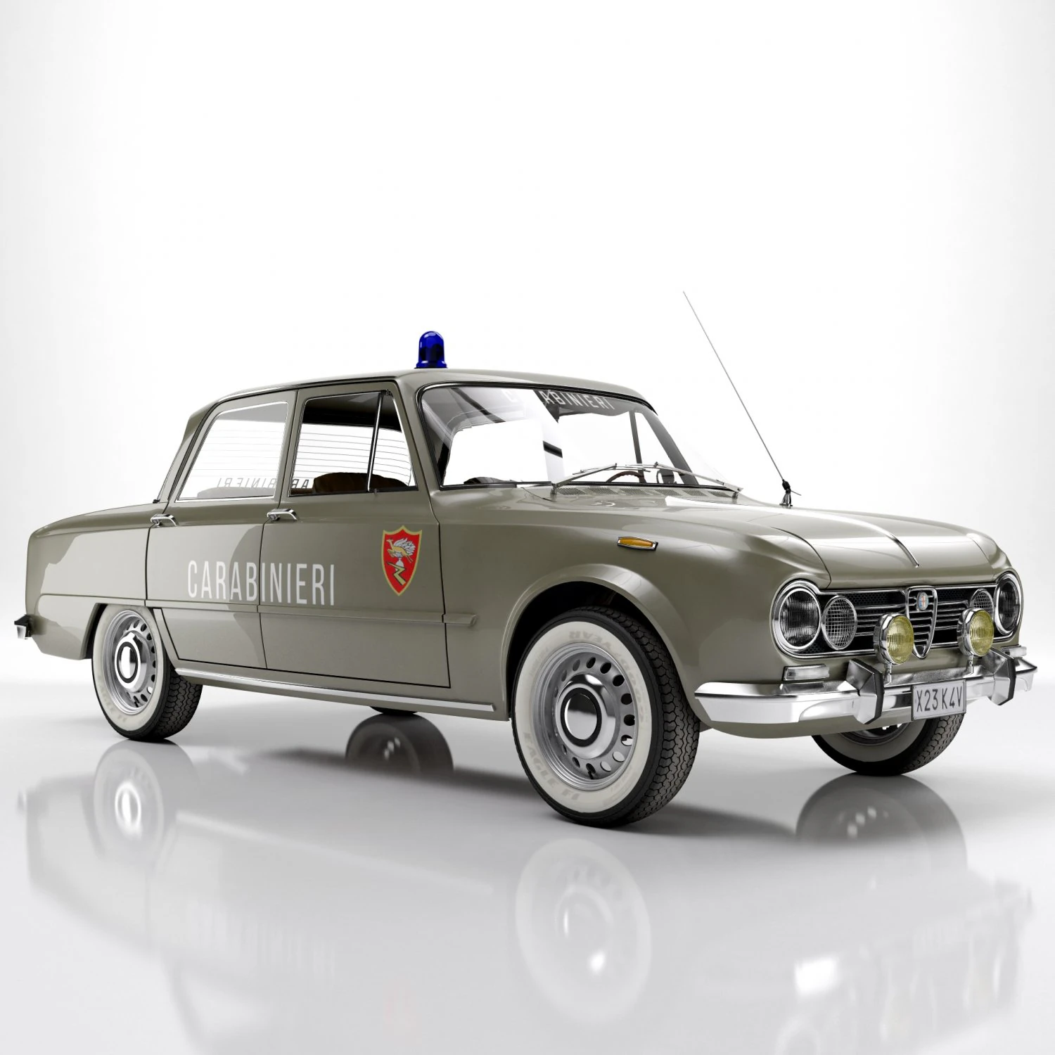 Alfa Romeo Giulia Super 1600 Carabinieri 1962 3D Model .c4d .max .obj .3ds .fbx .stl .blend 