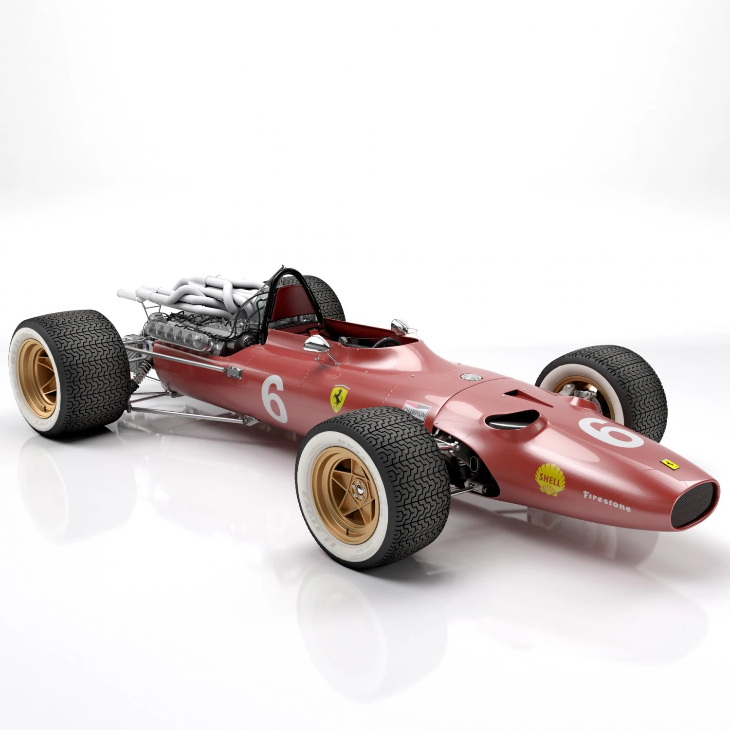 Ferrari F1 312 1966 3D Model .c4d .max .obj .3ds .fbx .stl .blend 