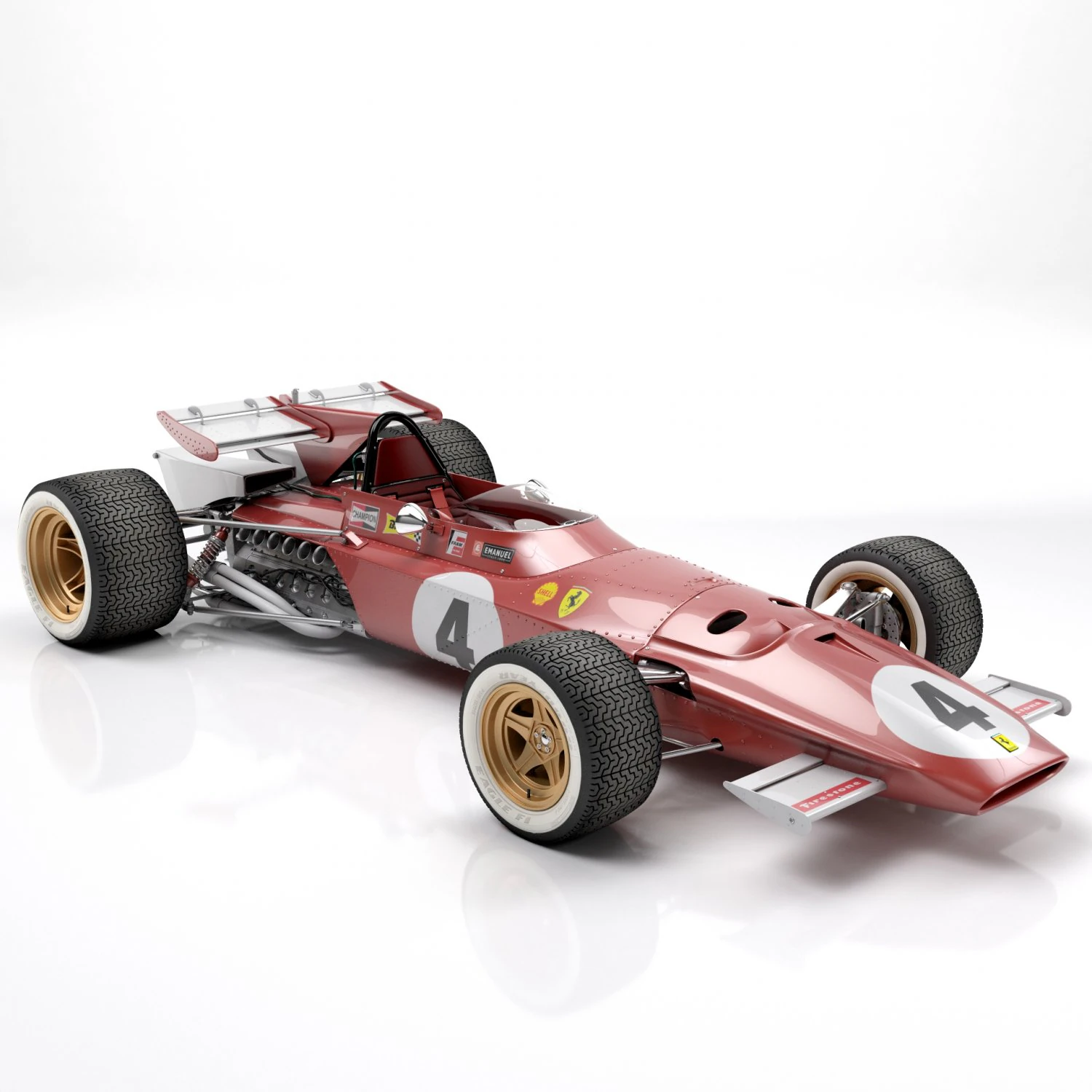 Ferrari F1 312 B 1970 3D Model .c4d .max .obj .3ds .fbx .stl .blend