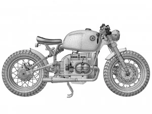 Cafe Racer R80 Motorcycle 3D Model