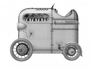 Steampunk Race Car 3D Model