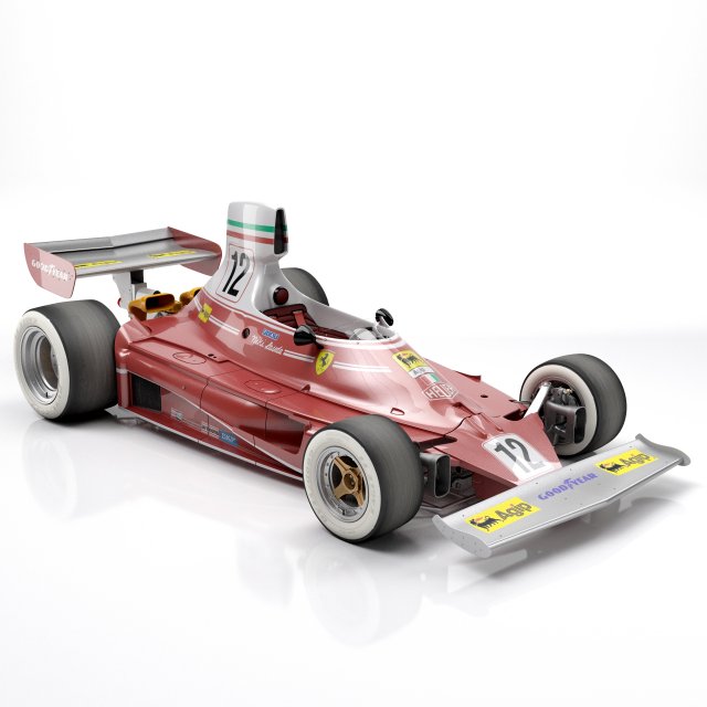 Ferrari F1 312T 1975 3D Model .c4d .max .obj .3ds .fbx .stl .blend 