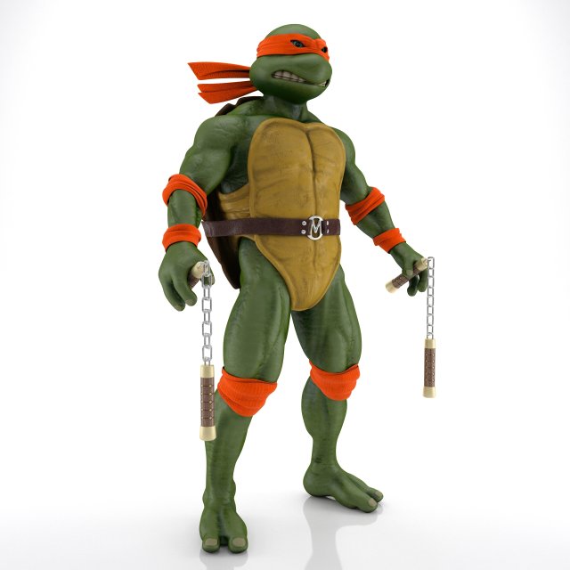 TMNT Ninja Turtles Michelangelo 3Dモデル .c4d .max .obj .3ds .fbx .stl .blend 
