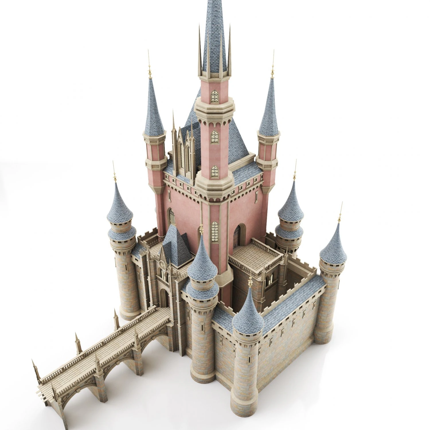 Fantasy castle 3D Model .c4d .max .obj .3ds .fbx .stl .blend 