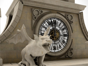 Old clock gothic tower 3D Model