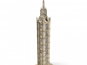 Old clock gothic tower Modello 3D
