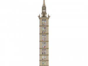 Old clock gothic tower 3D Model
