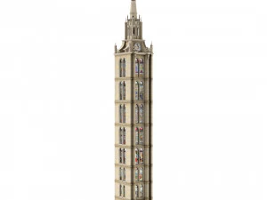Old clock gothic tower 3D Model