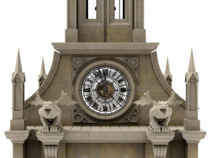 Old clock gothic tower Modello 3D