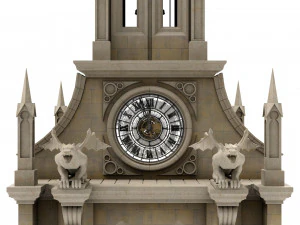 Old clock gothic tower 3D Model