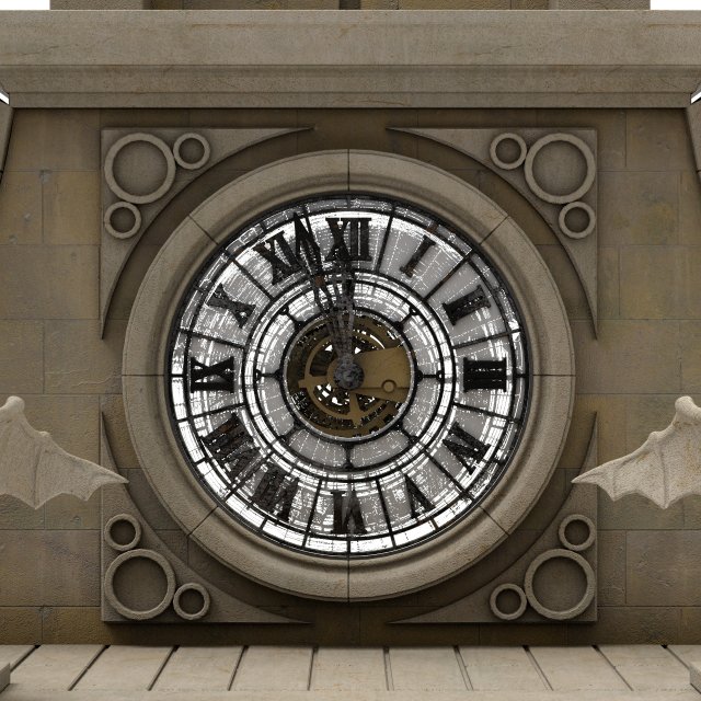 Old clock gothic tower Mod le 3D in B timents 3DExport
