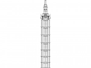 Old clock gothic tower Modello 3D