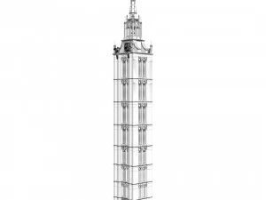 Old clock gothic tower 3D Model