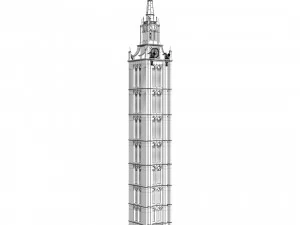 Old clock gothic tower 3D Model