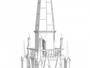 Old clock gothic tower Modello 3D