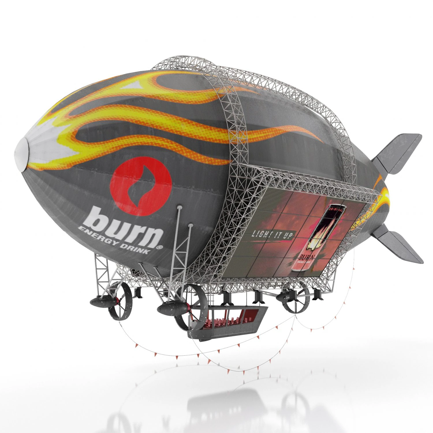 Advertising zeppelin burn 3D Model .c4d .max .obj .3ds .fbx .stl .blend 