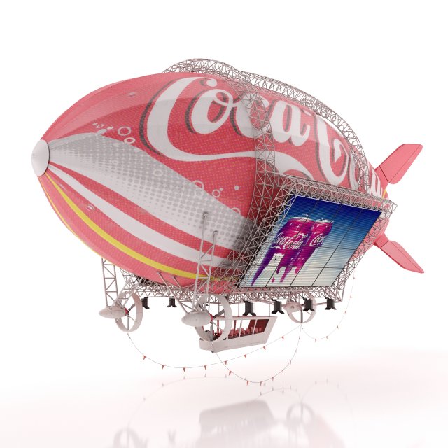 Advertising zeppelin coca-cola 3D Модель .c4d .max .obj .3ds .fbx .stl .blend 