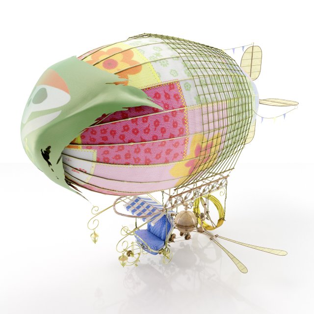 Zeppelin Steampunk 3D Модель .c4d .max .obj .3ds .fbx .stl .blend 