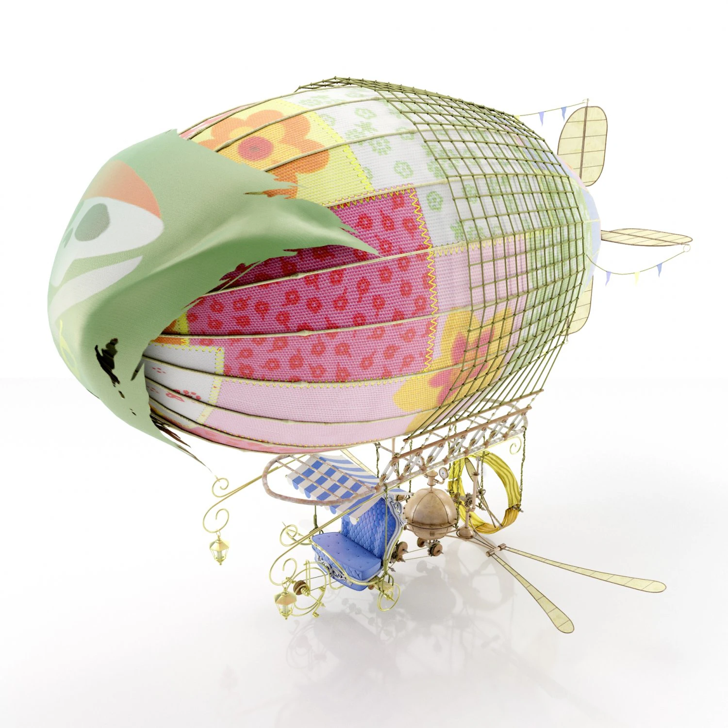 Zeppelin Steampunk 3D Model .c4d .max .obj .3ds .fbx .stl .blend 